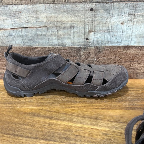 Merrell Telluride Wrap Mens 13 Clay Brown Leather Fisherman Hiking Sandals - Picture 8 of 11